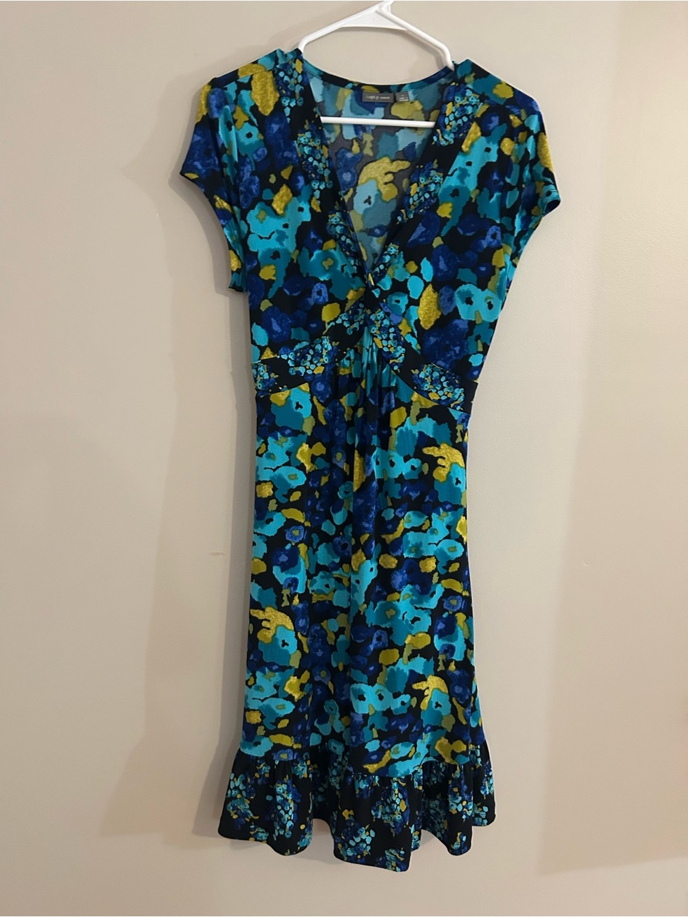 Apt. 9 Teal & Navy Floral Midi Dress